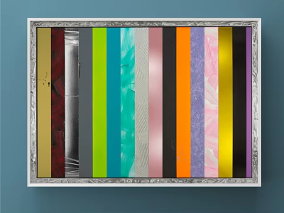 Colorful Vertical Stripes Framed Artwork With Vibrant Hues For Wall Decor 3d model
