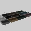 Rectangular Ceramic Washbasin with Various Sizes and Color Options for Modern Bathroom 3d model