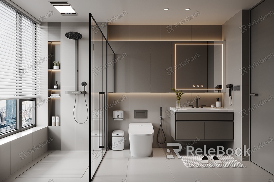 Modern toilet sink smart mirror shower partition shower smart toilet hair dryer venetian blind model