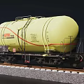 Yellow Tank Car With LOTOS Logo And Ladder On Railway Track