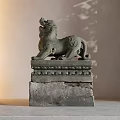 Stone Lion Sculpture With Intricate Carved Details On Decorative Pedestal Indoor
