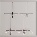 Modern Minimalist Chandelier With Linear Metal Frame And Curved Light Lines