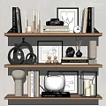 Decorative Ornament Set With Framed Art Candles Vases Books Table Lamp And Sculptures