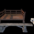 wooden bench iron rack 3d model