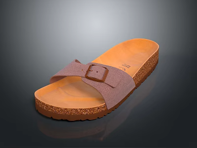 Light Purple Sandals With Cork Sole And Comfortable Strap Buckle Design 3d model