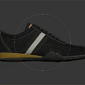 Black Leather Casual Shoes With White Stripes Yellow Sole And Classic Design