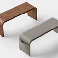 Modern Leather Bed Bench in Brown and Gray with Curved Legs Design