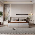 Modern Bedroom Interior Design With Large Bed Built-in Wardrobe Nightstands And Area Rug