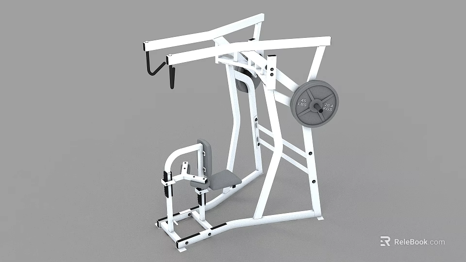 White Frame Leg Press Machine With Weight Plate And Training Seat For Gym 3d model 