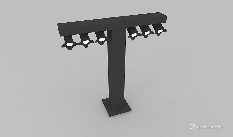 Black Metal Stand With Multiple Adjustable Downlights And Spotlights For Modern Lighting 3d model