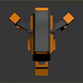 Futuristic Sci Fi Weapon With Orange Gray Body And Blue Glowing Accents