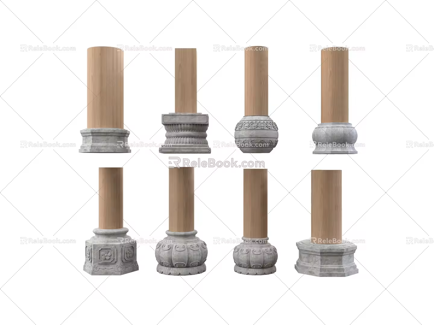 Modern Column Head Column Foundation Stone Drum Column Foundation Stone 3d model