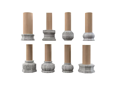 Modern Column Head Column Foundation Stone Drum Column Foundation Stone 3d model