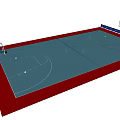Indoor Basketball Court With Hoop Nike Advertising Boards And Marked Floor