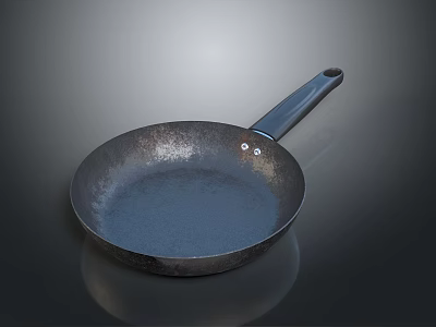 Cast Iron Frying Pan With Black Handle For Home Kitchen Cooking Use 3d model