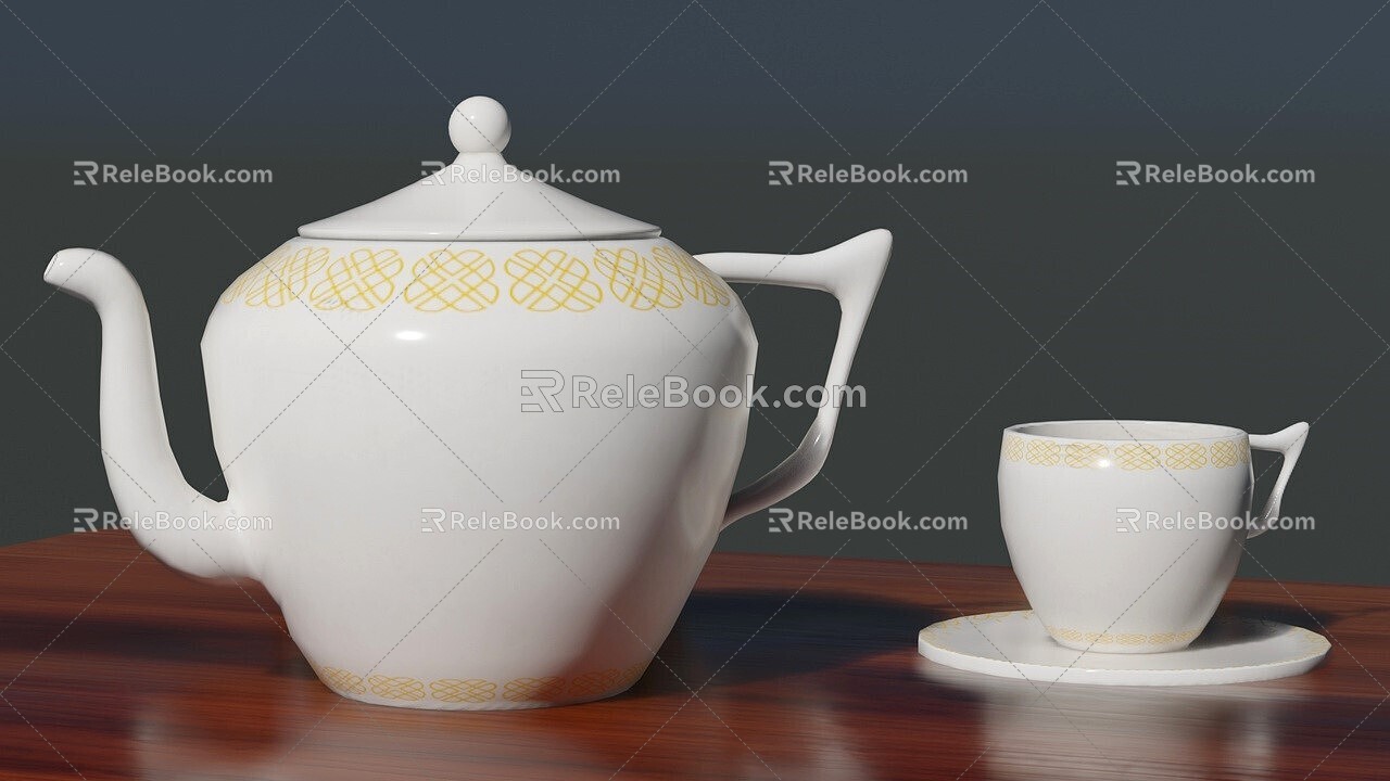 Modern teapot water cup 3d model