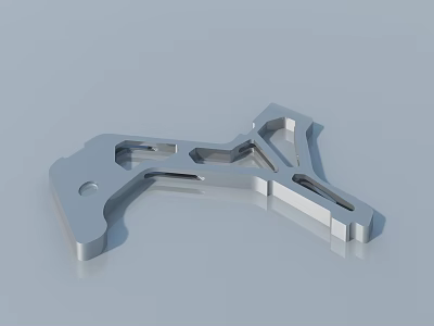 Swing Door Metal Hardware Component With Silver Finish And Geometric Design Holes 3d model
