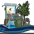 Tea π Beverage Promotion Display Stand With Fresh Fruit Decorations And Small House Model