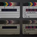 Professional Commercial Film Clapperboards with Colorful Stripes and Writing Sections for Movie Production