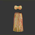 Fashionable Colorful Fringed Skirt With Pink Red Sequined Bow Decorative Design