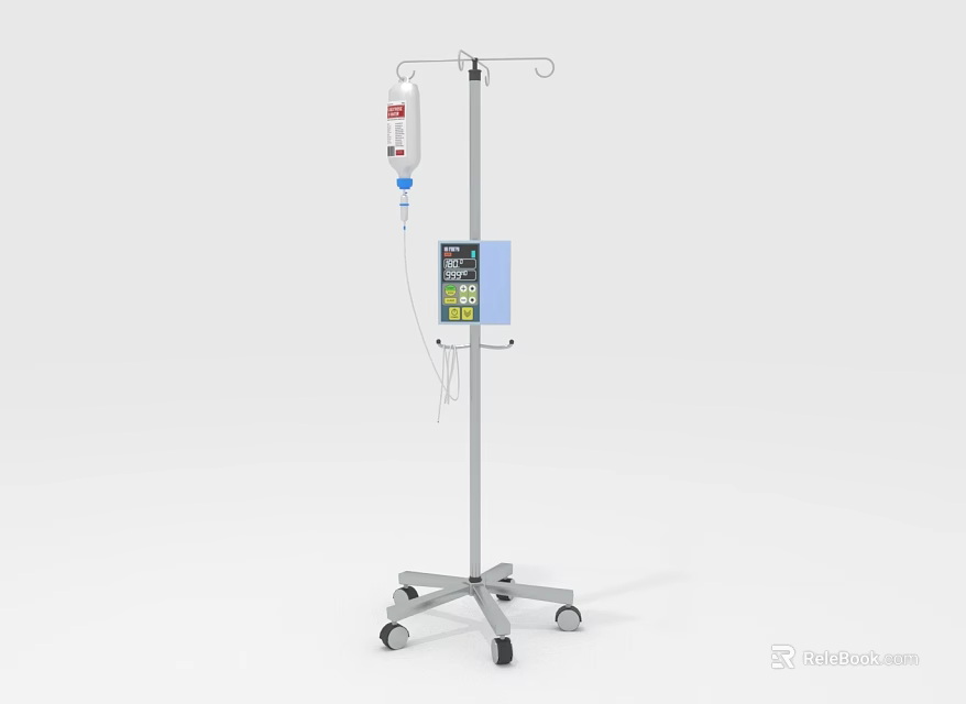 Medical IV Stand With Mobile Wheels IV Bag Holder And Control Panel 3d model 