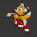 Cartoon Yellow Animal with Red Hat White Gloves and Red White Striped Legs