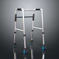 Sturdy Silver Frame Walker With Black Handles And Blue Wheels For Mobility Aid