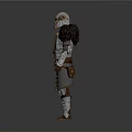 Fantasy Horned Creature Character In Armored Warrior Outfit With Metal And Leather Details