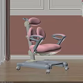 Pink And Gray Kids Chair With Adjustable Height Comfortable Backrest And Wheels