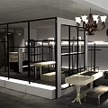 Guys & Soul Clothing Store Modern Interior With Chandelier Glass Display Cases And Clothing Racks