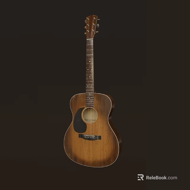 Vintage Acoustic Guitar With Wooden Body Steel Strings And Classic Design 3d model 