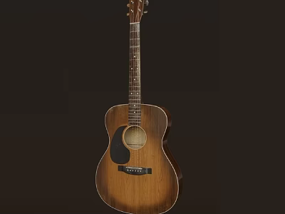 Vintage Acoustic Guitar With Wooden Body Steel Strings And Classic Design 3d model