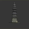 Ancient Multi Tiered Stone Tower With Green Base And Traditional Model Design 3d model