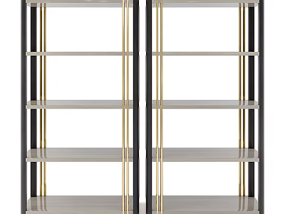 Contemporary Interior Storage Shelf Unit With Metal Frame And Multiple Shelves 3d model
