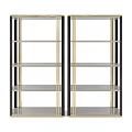 Contemporary Interior Storage Shelf Unit With Metal Frame And Multiple Shelves