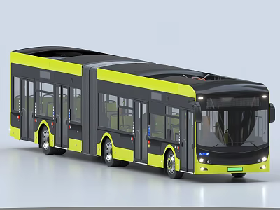 Modern Yellow And Black Articulated City Bus With Urban Transport Design Features 3d model