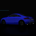 Silhouette Car in Dark Background with Blue and Pink Neon Light Strips and Glow Effect