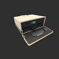 Vintage Suitcase Style Computer With Green Digital Display And Keyboard 3d model