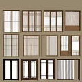 Song style log wind sliding door sliding door wooden Japanese style sliding door 3d model