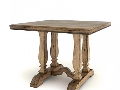 Wooden Dining Table With Ornate Legs And Sturdy Classic Design 3d model