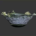 Stunning Circular Sinkhole Landscape With Layered Rocks Blue Water And Green Vegetation