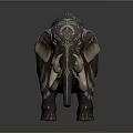 Artistic Decorated Elephant Statue With Intricate Patterns And Long Tusks