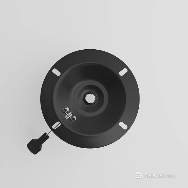 Black Circular Mechanical Component With Central Hole And Mounting Holes 3d model 