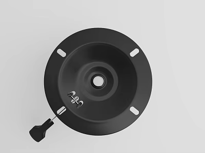 Black Circular Mechanical Component With Central Hole And Mounting Holes 3d model