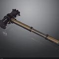 Mechanical Hammer Tool With Metal Head Wooden Handle And Bolted Components