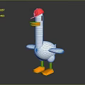 Cute 3D Cartoon Duck Character With Red Cap Yellow Beak And Feet