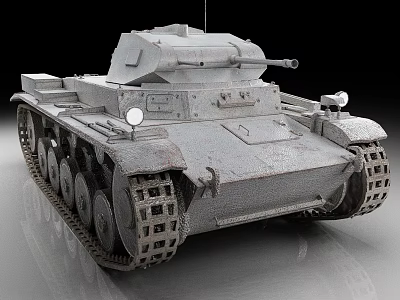 Vintage Military Tank With Tracks Turret And Cannon On Black Surface 3d model