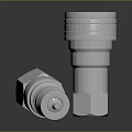 Shiny Metallic Industrial Connector Parts With Cylindrical And Hexagonal Design