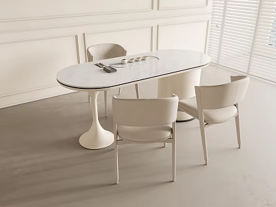 Modern Minimalist Tea Table And Chairs With White Marble Top In Bright Interior 3d model