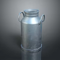 Vintage Silver Metal Milk Can With Handles For Fresh Dairy Beverage Storage